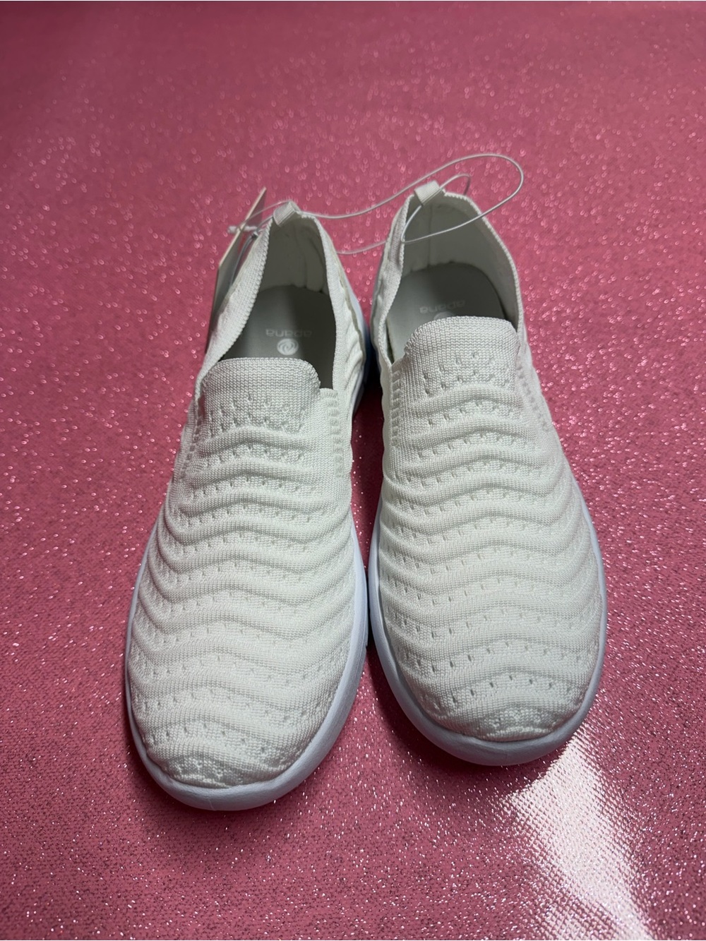 Apana White Slip-On Knit Wave Sneakers